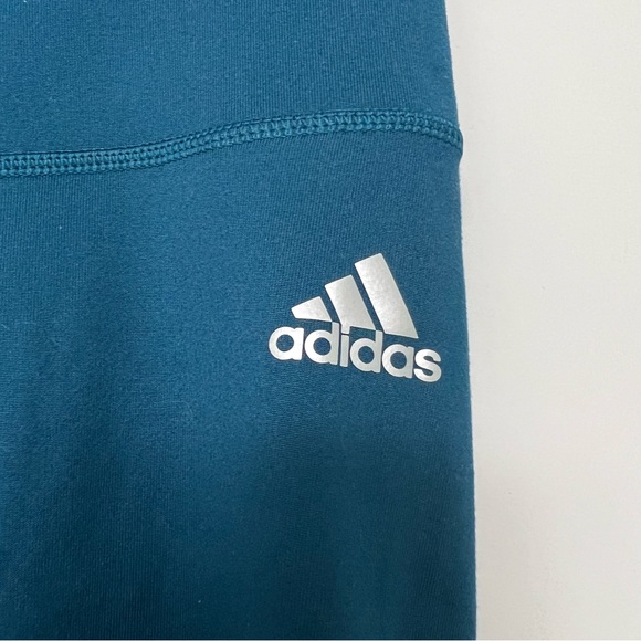 Adidas mid rise cropped leggings in teal colour - Picture 3 of 9
